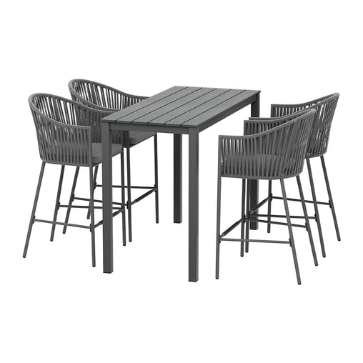 Gardeon 5-Piece Outdoor Bar Set Dining Table Rope Chair Patio Bistro Set - ozily