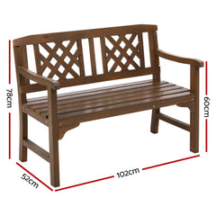 Gardeon Wooden Garden Bench 2 Seat Patio Furniture Timber Outdoor Lounge Chair Natural - ozily