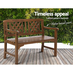 Gardeon Wooden Garden Bench 2 Seat Patio Furniture Timber Outdoor Lounge Chair Natural - ozily