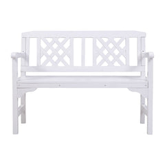 Gardeon Wooden Garden Bench 2 Seat Patio Furniture Timber Outdoor Lounge Chair White - ozily