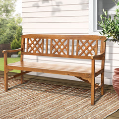 Gardeon Wooden Garden Bench 3 Seat Patio Furniture Timber Outdoor Lounge Chair Natural - ozily