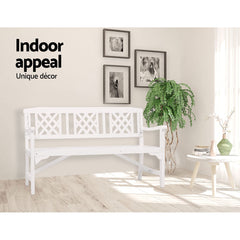 Gardeon Wooden Garden Bench 3 Seat Patio Furniture Timber Outdoor Lounge Chair White - ozily