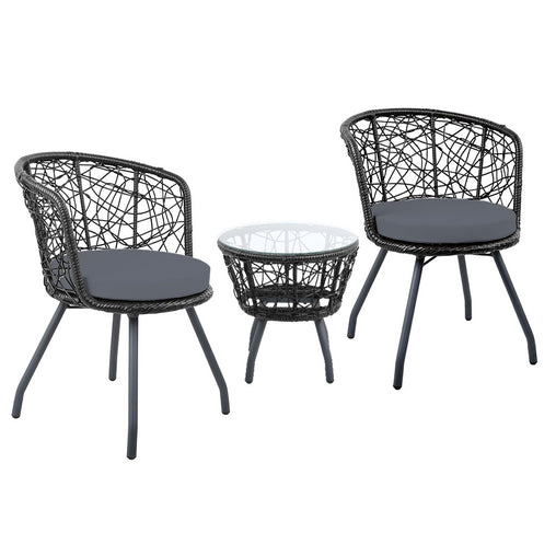 Gardeon Outdoor Patio Chair and Table - Black - ozily
