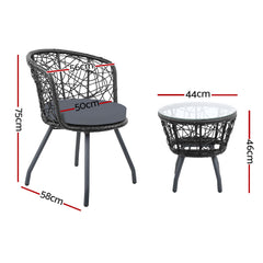 Gardeon Outdoor Patio Chair and Table - Black - ozily