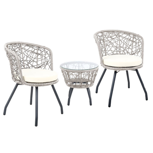 Gardeon Outdoor Patio Chair and Table - Grey - ozily