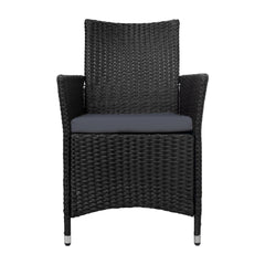 Set of 2 Outdoor Bistro Set Chairs Patio Furniture Dining Wicker Garden Cushion Gardeon - ozily