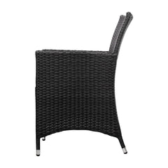 Set of 2 Outdoor Bistro Set Chairs Patio Furniture Dining Wicker Garden Cushion Gardeon - ozily