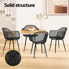 Gardeon 4PC Outdoor Dining Chairs PP Lounge Chair Patio Furniture Garden Black - ozily