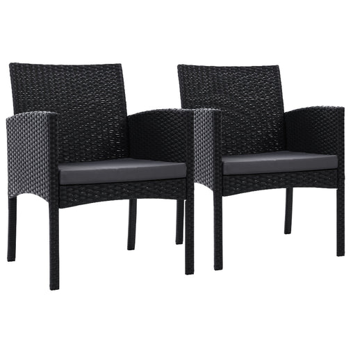 Set of 2 Outdoor Bistro Chairs Patio Furniture Dining Chair Wicker Garden Cushion Gardeon - ozily