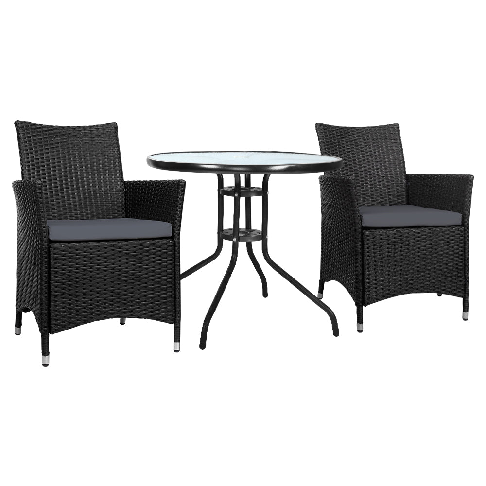Gardeon Outdoor Furniture Dining Chair Table Bistro Set Wicker Patio Setting Tea Coffee Cafe Bar Set - ozily