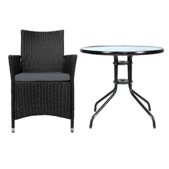 Gardeon Outdoor Furniture Dining Chair Table Bistro Set Wicker Patio Setting Tea Coffee Cafe Bar Set - ozily