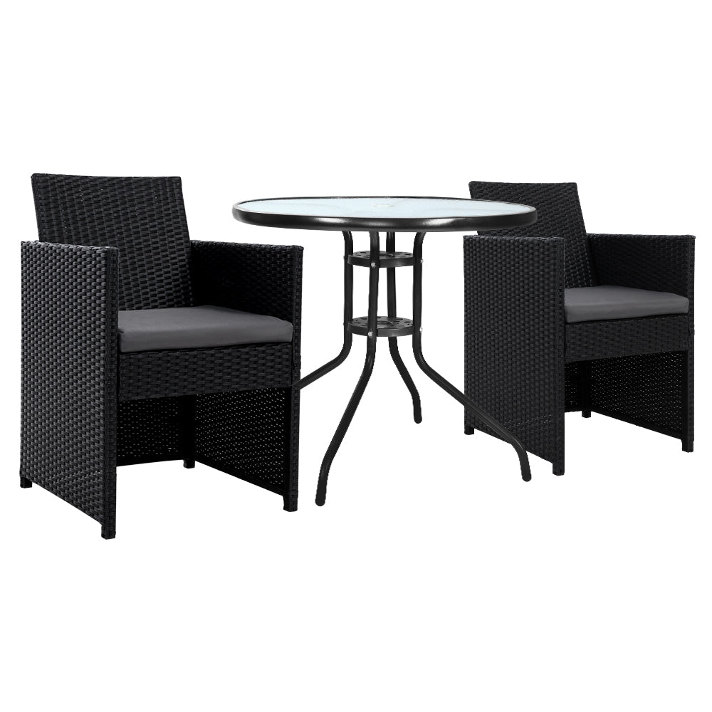 Gardeon Patio Furniture Dining Chairs Table Patio Setting Bistro Set Wicker Tea Coffee Cafe Bar Set - ozily