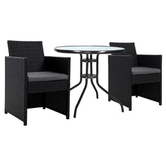 Gardeon Patio Furniture Dining Chairs Table Patio Setting Bistro Set Wicker Tea Coffee Cafe Bar Set - ozily