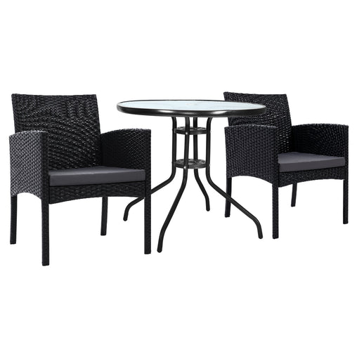 Gardeon Outdoor Bistro Chairs Patio Furniture Dining Chair Wicker Garden Cushion Tea Coffee Cafe Bar Set - ozily