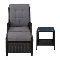 Gardeon Recliner Chairs Sun lounge Setting Outdoor Furniture Patio Garden Wicker - ozily