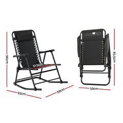 Gardeon Outdoor Rocking Chair Folding Reclining Recliner Patio Furniture Garden - ozily