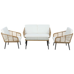 Gardeon 4-Piece Outdoor Sofa Set Rattan Lounge Setting Table Chairs - ozily