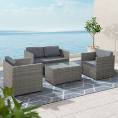 Gardeon Outdoor Furniture Sofa Set 4-Seater Wicker Lounge Setting Table Chairs - ozily