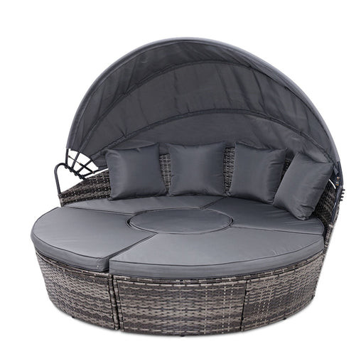Gardeon Outdoor Lounge Setting Sofa Patio Furniture Wicker Garden Rattan Set Day Bed Grey - ozily