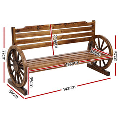Gardeon Outdoor Garden Bench Wooden 3 Seat Wagon Chair Lounge Patio Furniture - ozily