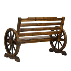 Gardeon Wooden Wagon Wheel Bench - Brown - ozily