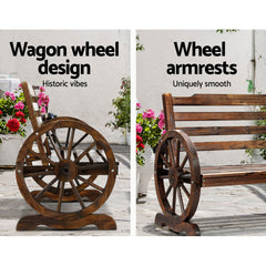 Gardeon Wooden Wagon Wheel Bench - Brown - ozily