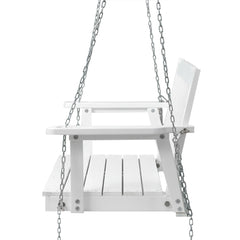 Gardeon Porch Swing Chair with Chain Garden Bench Outdoor Furniture Wooden White - ozily