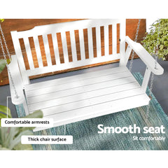 Gardeon Porch Swing Chair with Chain Garden Bench Outdoor Furniture Wooden White - ozily