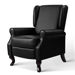 Artiss Recliner Chair Sofa Armchair Lounge Black Leather - ozily