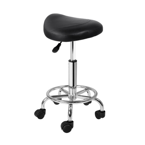 Artiss Saddle Salon Stool Black PU Swivel Barber Hair Dress Chair Hydraulic Lift - ozily
