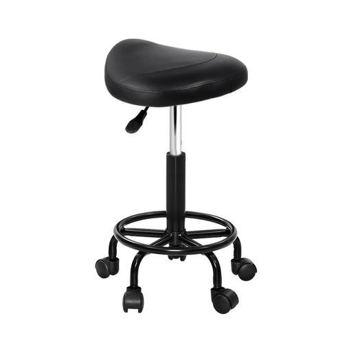 Artiss Saddle Stool Salon Chair Black Swivel Beauty Barber Hairdressing Gas Lift - ozily