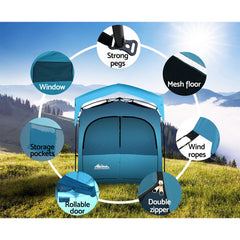 Weisshorn Pop Up Camping Shower Tent Portable Toilet Outdoor Change Room Blue - ozily