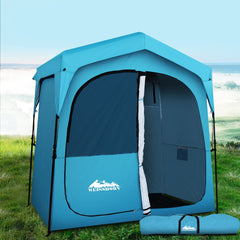 Weisshorn Pop Up Camping Shower Tent Portable Toilet Outdoor Change Room Blue - ozily