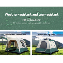 Weisshorn Instant Up Camping Tent 4 Person Pop up Tents Family Hiking - ozily