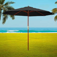 Instahut 3m Outdoor Umbrella Pole Umbrellas Beach Garden Sun Stand Patio Black - ozily