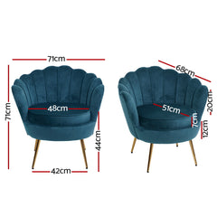Armchair Lounge Chair Accent Retro Armchairs Lounge Shell Velvet Navy - ozily