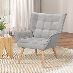 Artiss Armchair Lounge Chair Accent Chairs Sofa Linen Fabric Cushion Seat Grey - ozily