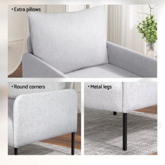 Artiss Armchair Lounge Chair Accent Chair Single Sofa Grey Linen Fabric - ozily