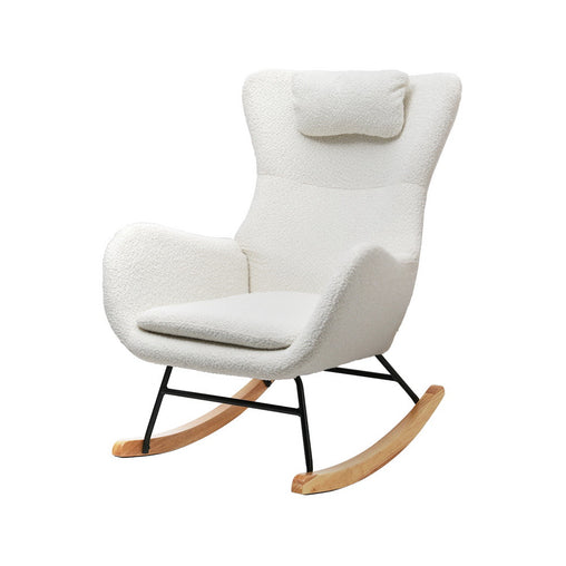 Artiss Rocking Armchair Feeding Chair Boucle Fabric Armchairs Lounge Sofa White - ozily
