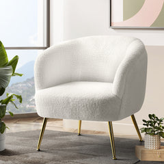 Artiss Armchair Lounge Chair Accent Chairs Armchairs Sherpa Boucle Sofa White - ozily