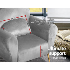 Artiss Armchair Lounge Chair Accent Armchairs Chairs Sofa Grey Velvet Cushion - ozily
