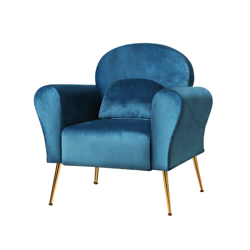 Artiss Armchair Lounge Chair Accent Chairs Armchairs Sofa Navy Velvet Cushion - ozily