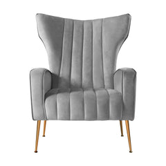 Artiss Armchair Lounge Accent Chairs Armchairs Chair Velvet Sofa Grey Seat - ozily