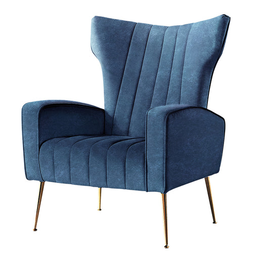 Artiss Armchair Lounge Accent Chairs Armchairs Chair Velvet Sofa Navy Blue Seat - ozily