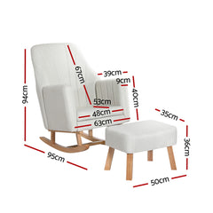 Artiss Rocking Chair Armchair Linen Fabric Beige Jonah - ozily