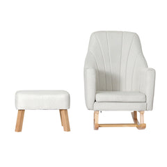 Artiss Rocking Chair Armchair Linen Fabric Beige Jonah - ozily