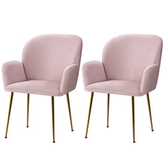 Artiss Dining Chairs Set of 2 Velevt Pink Kynsee - ozily