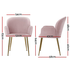 Artiss Dining Chairs Set of 2 Velevt Pink Kynsee - ozily