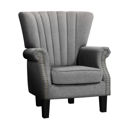 Artiss Upholstered Fabric Armchair Accent Tub Chairs Modern seat Sofa Lounge Grey - ozily