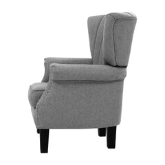 Artiss Upholstered Fabric Armchair Accent Tub Chairs Modern seat Sofa Lounge Grey - ozily